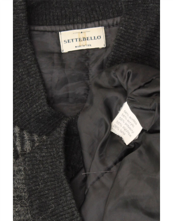 Settebello Herren-Strickjacke, Mittelgrau, geometrisch, Acryl, Retro