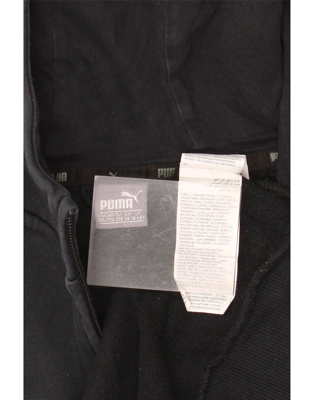 PUMA Jungen Graphic Zip Hoodie Pullover 15–16 Jahre, schwarze Baumwolle