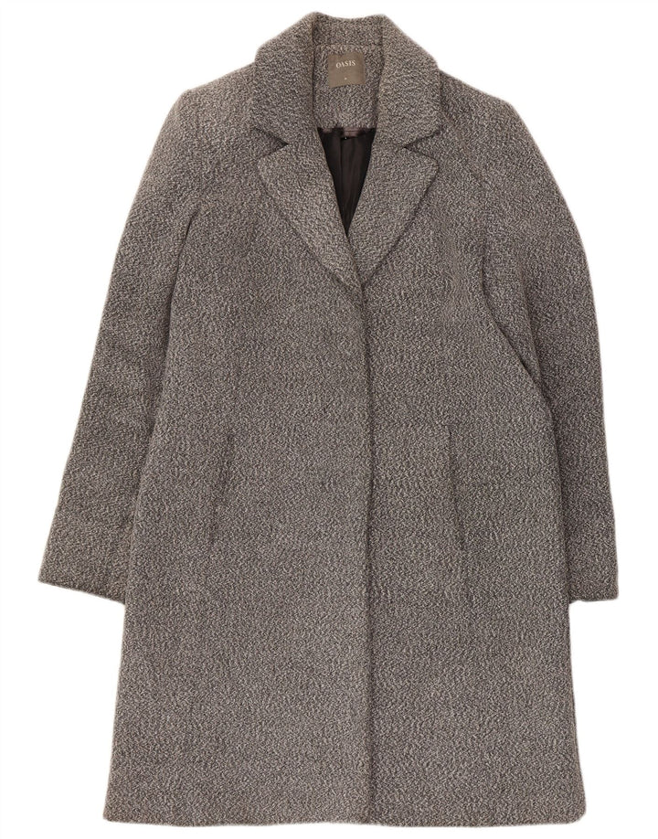 Oasis Damen-Mantel mit normaler Passform, UK 14, mittelgrau geflecktes Polyester