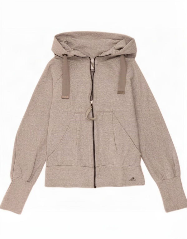Adidas Damen Zip Hoodie Pullover UK 10 Small Grau Baumwolle