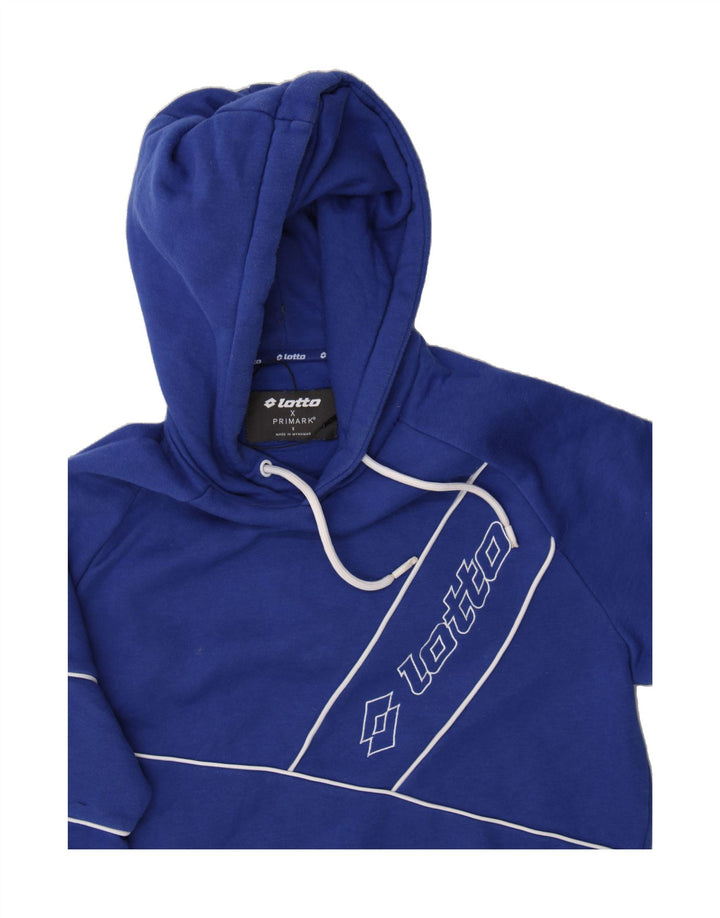 LOTTO Mens Graphic Hoodie Jumper Small Blue Cotton Vintage Lotto and Second-Hand Lotto from Messina Hembry 