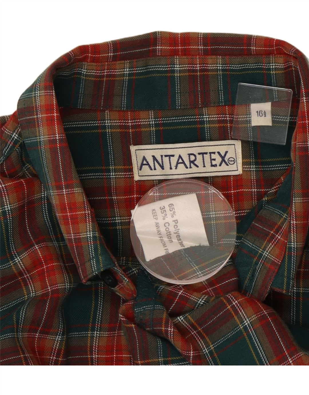 Antartex Herren-Flanellhemd, Größe 16 1/2, großes, grün kariertes Polyester