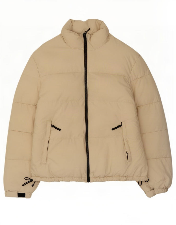Zara Damen Wattierte Jacke UK 16 Large Off White Polyester