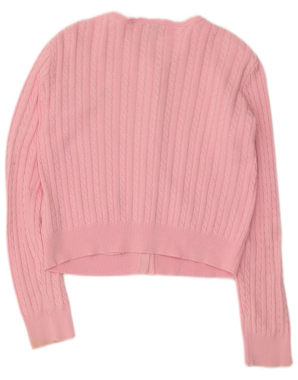 Ralph Lauren Mädchen-Crop-Cardigan-Pullover, 12–13 Jahre, groß, rosa, Baumwolle