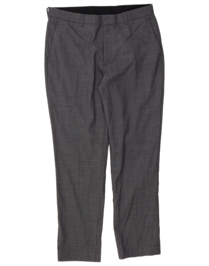 J. CREW Herren BOWERY Slim Chinohose W33 L30 Graue Nadelstreifenwolle
