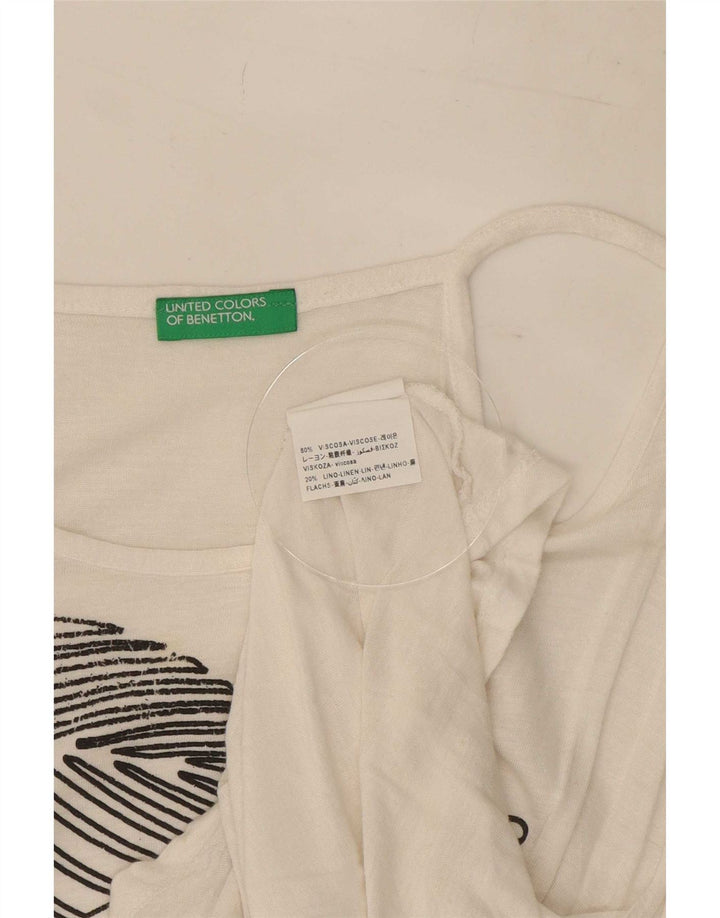 Benetton Womens Graphic Cami Top UK 14 Mittelweiße Viskose
