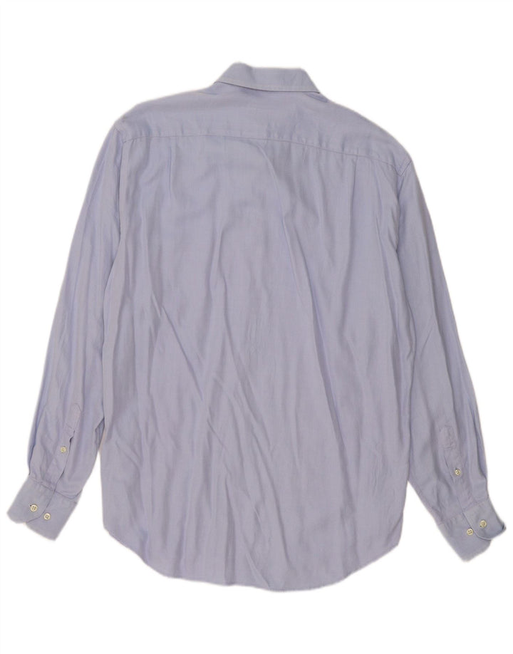 Massimo Dutti Herrenhemd Größe 42 16 1/2 Große blaue Fischgrätenbaumwolle