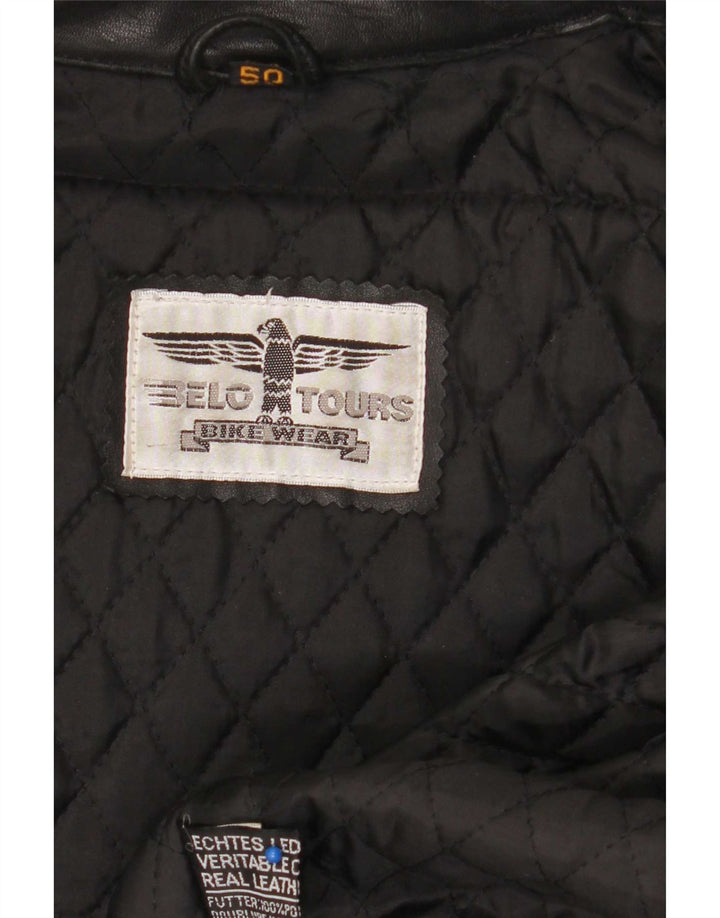 Belo Tours Herren Leder Racer Jacke EU 50 Large Schwarz