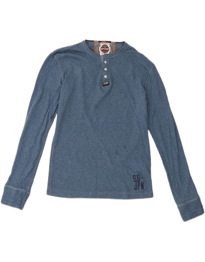 Superdry Herren-Langarmoberteil aus mittelblauer Baumwolle