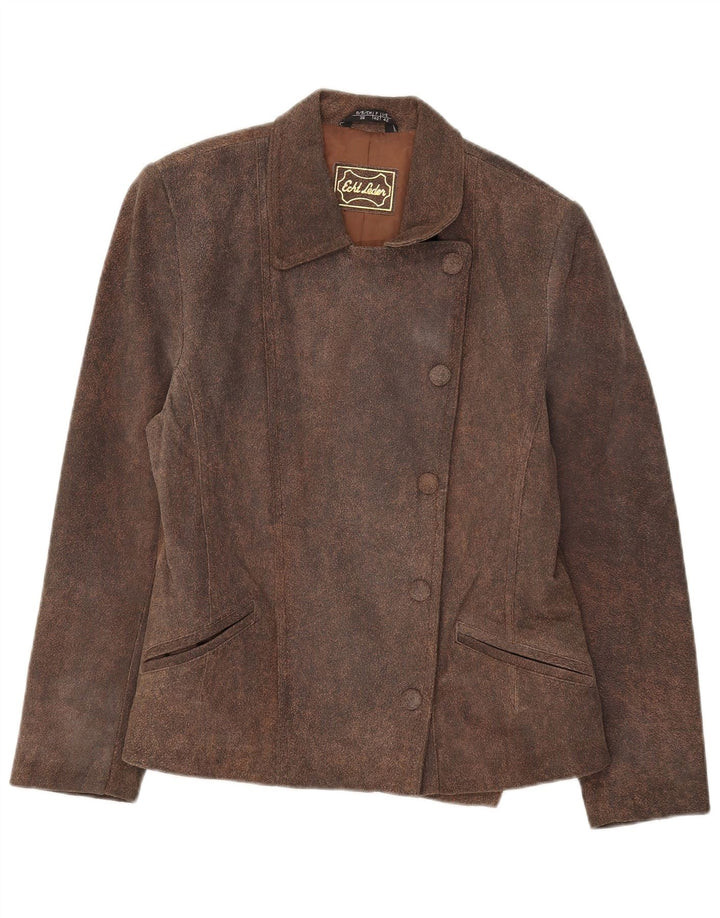 Vintage Damen 5-Knopf-Wildleder-Blazerjacke IT 42 Mittelbraun