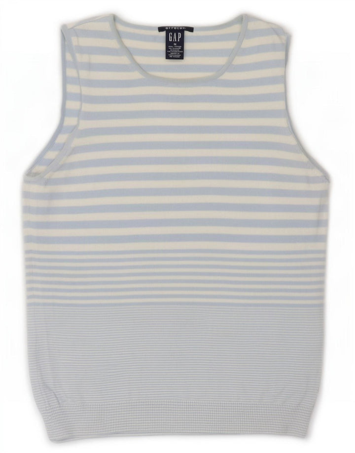 Gap Damen Tanktop UK 12 Mittelblau gestreift aus Baumwolle