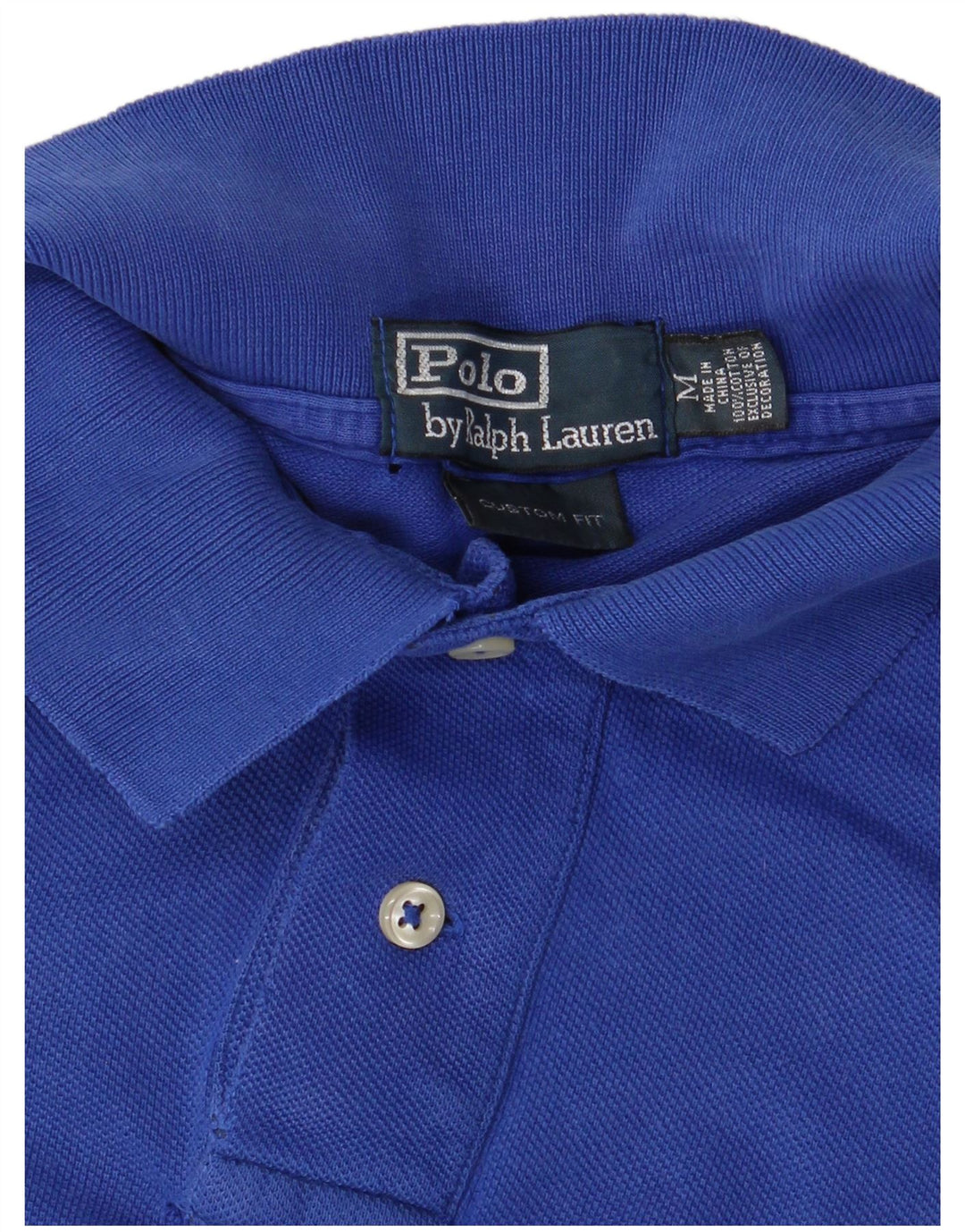RALPH LAUREN Herren-Poloshirt mit individueller Passform, mittelblaue Baumwolle