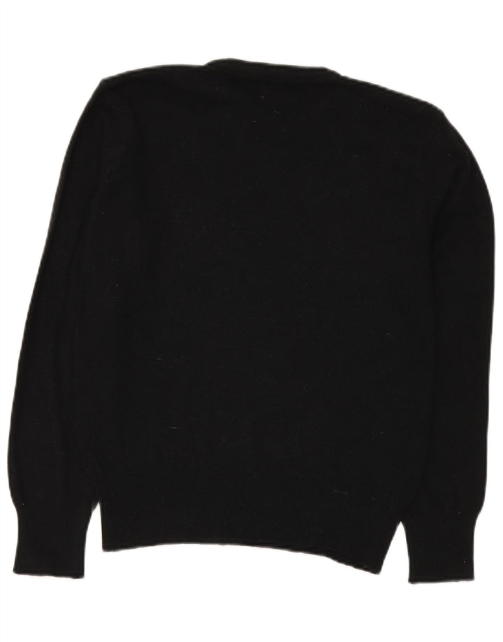 Benetton Damen-Pullover mit Rundhalsausschnitt, Größe 50, XL, schwarze Wolle