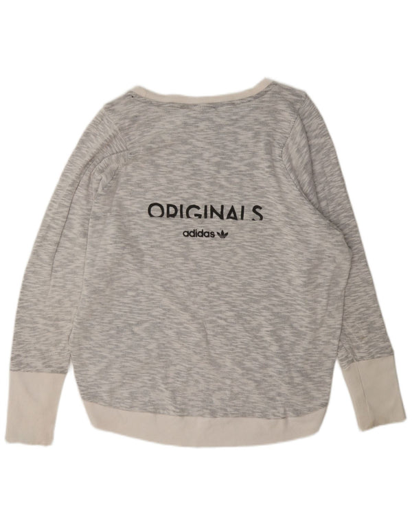 Adidas Womens Graphic Oversized Sweatshirt Pullover UK 14 Large Grau meliert