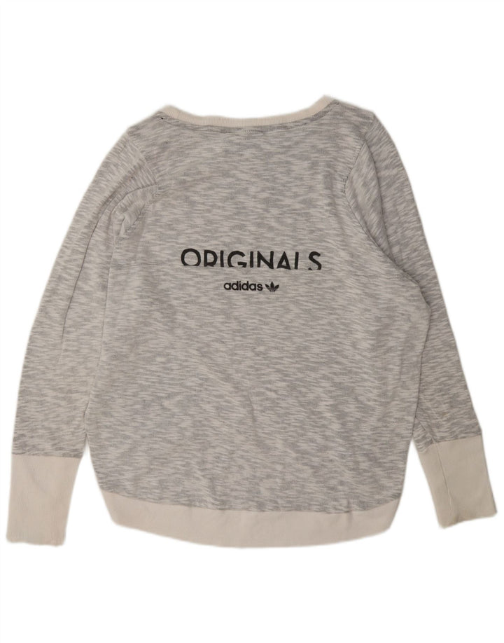 Adidas Womens Graphic Oversized Sweatshirt Pullover UK 14 Large Grau meliert