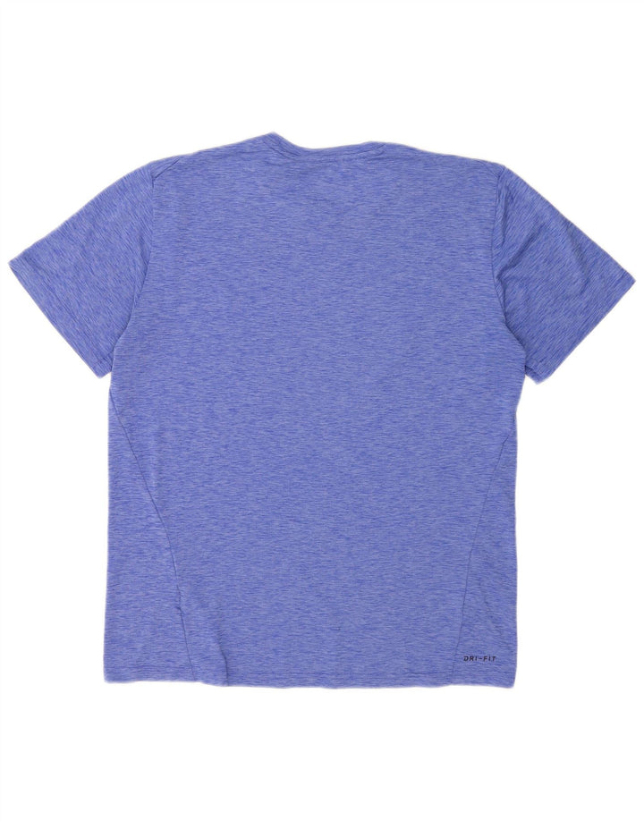 Nike Herren Dri Fit T-Shirt-Oberteil, großes, blau meliertes Polyester