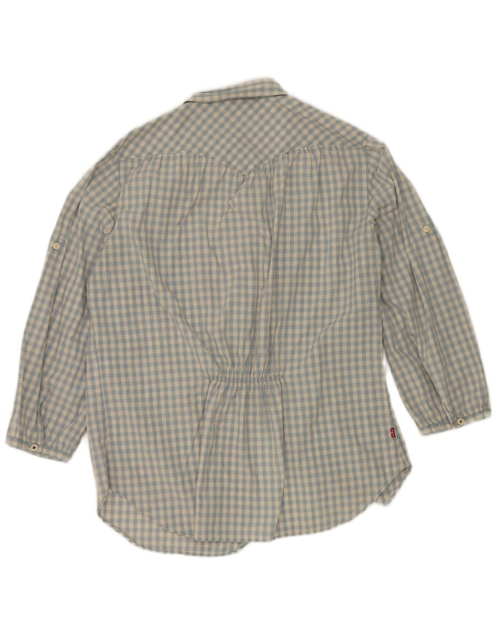 Levi's Damen-Hemd mit 3/4-Ärmeln, UK 16, Größe L, blau, Gingham-Baumwolle