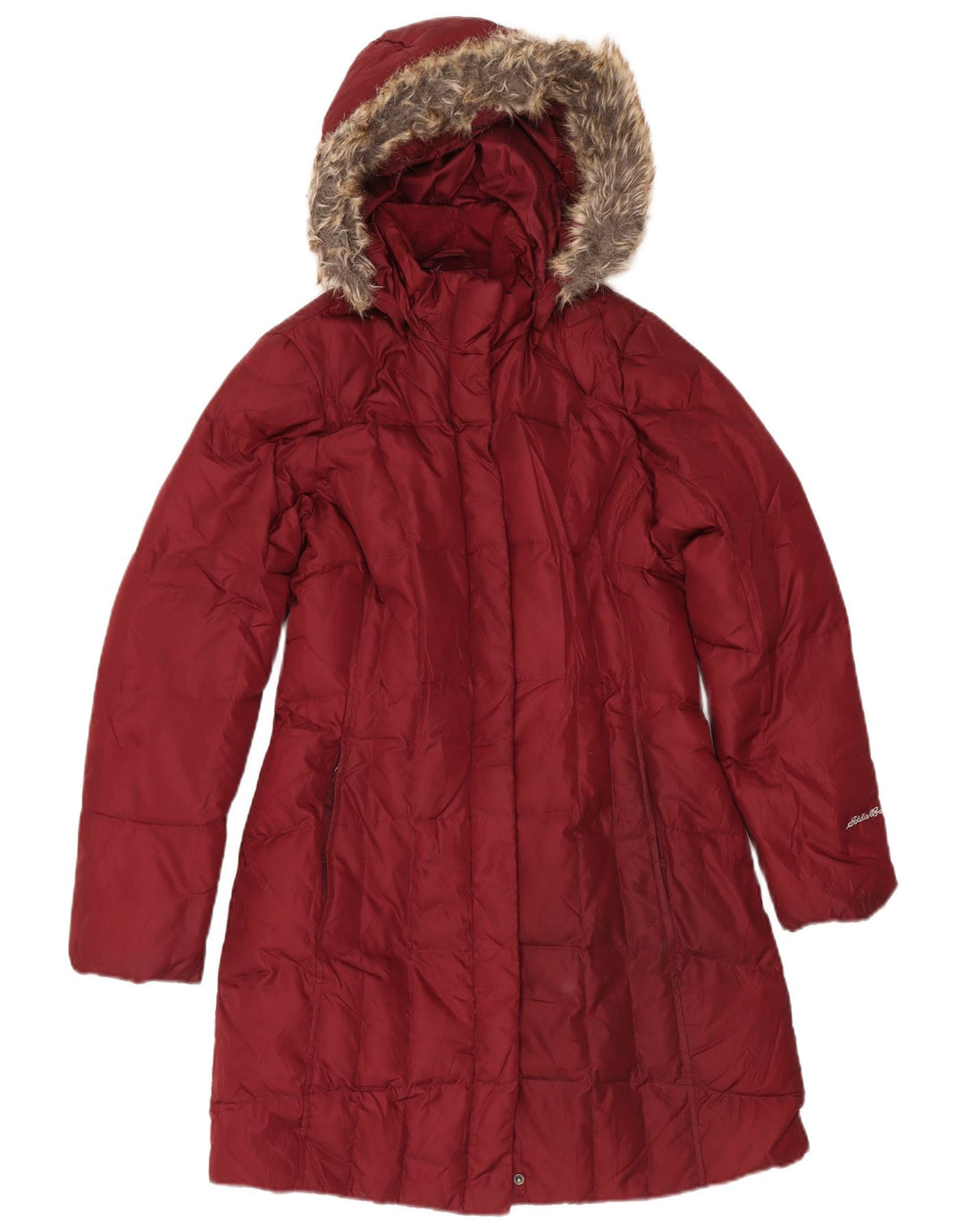 Eddie Bauer Wattierter Damenmantel mit Kapuze, UK 14, mittleres Burgunderrot, Polyester