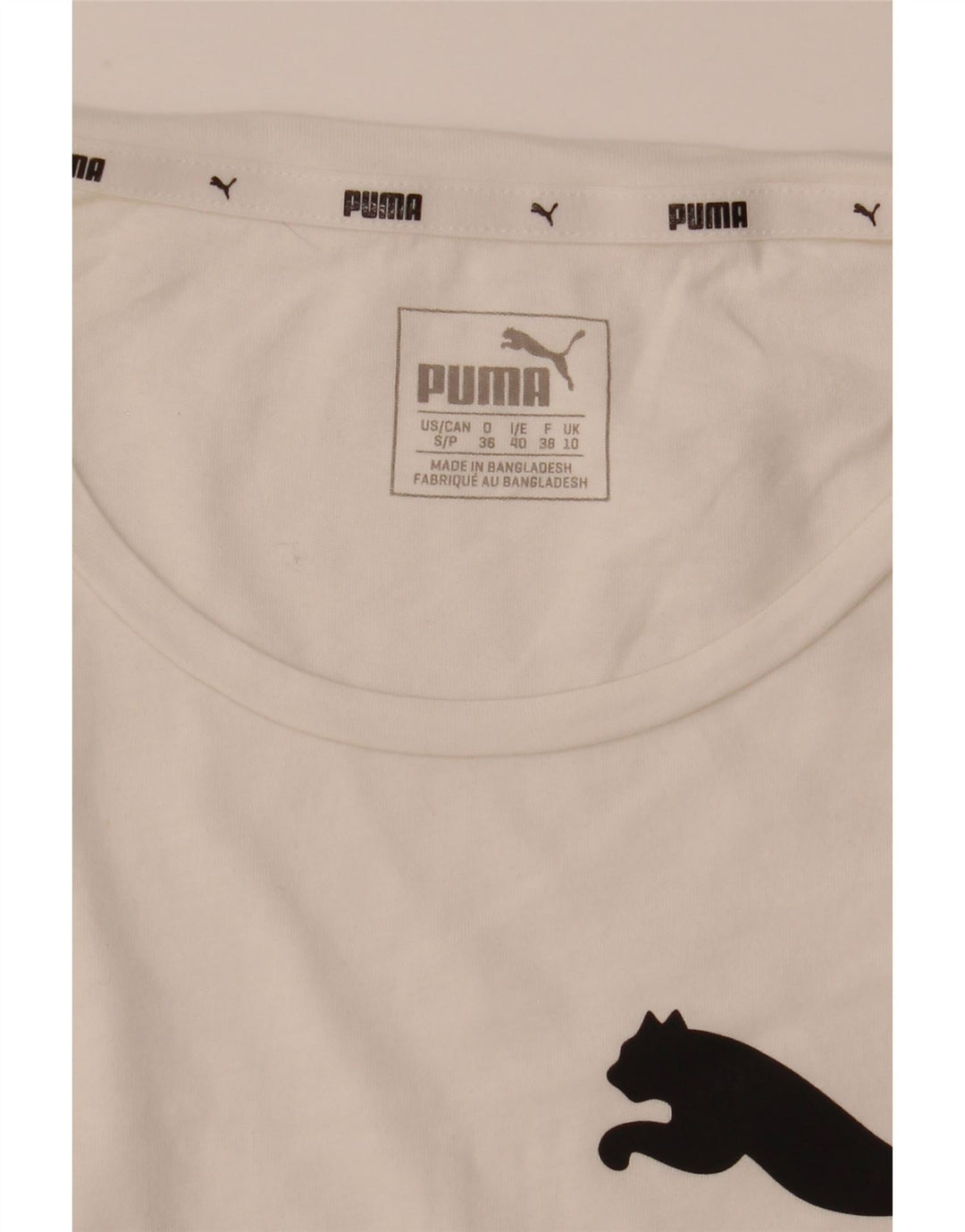 Puma Damen Grafik T-Shirt Top UK 10 Small Weiß