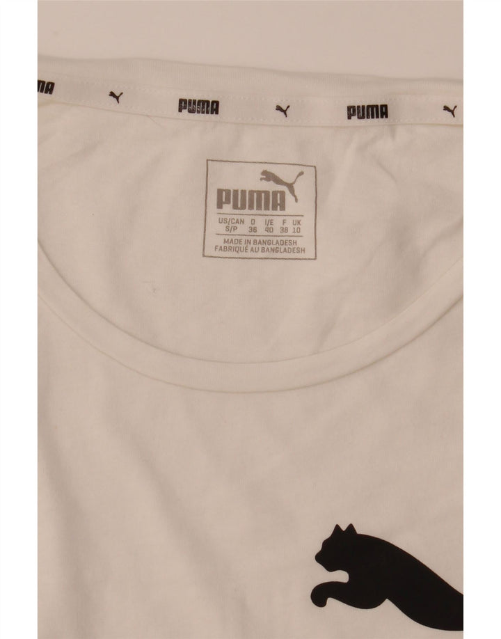 Puma Damen Grafik T-Shirt Top UK 10 Small Weiß