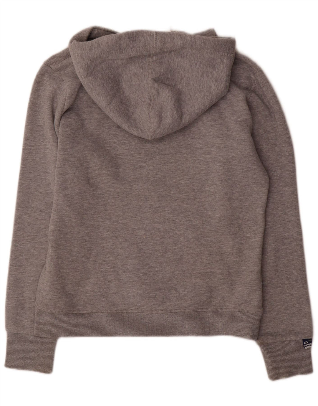 SUPERDRY Damen-Kapuzenpullover mit Grafik, UK 14, mittelgraue Baumwolle