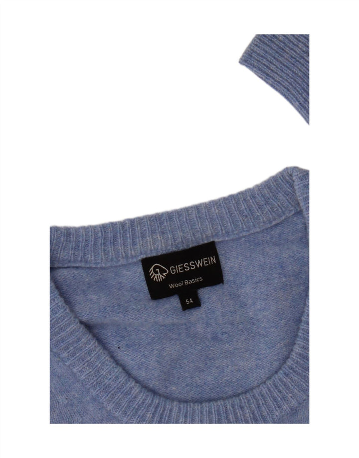 Giesswein Herren-Pullover mit Rundhalsausschnitt, EU 54, XL, blaue Wolle