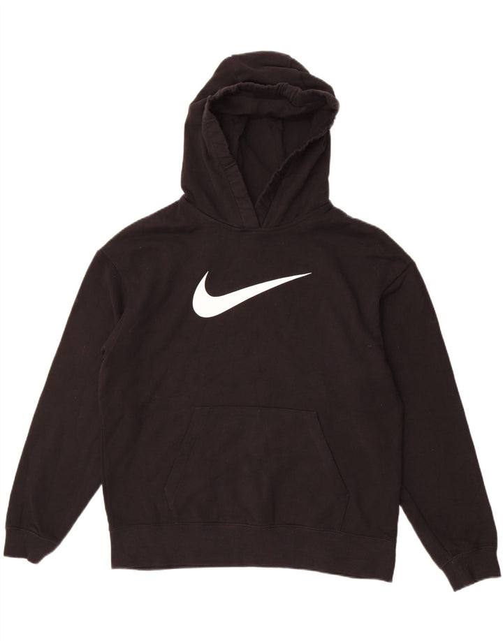 Nike Womens Graphic Hoodie Pullover UK 14 Mittelschwarze Baumwolle