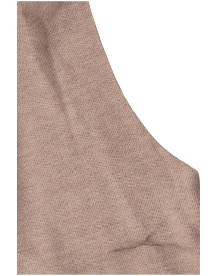 Zara Damen Rollkragen-Trägershirt UK 12 Mittelbeige Baumwolle