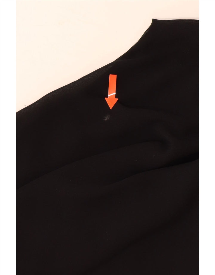 ZARA Damen Langarm-Blusenoberteil UK 14 Large Schwarz Polyester