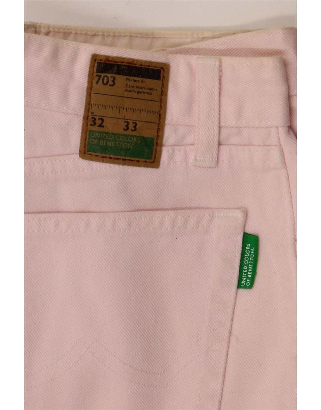 Benetton Damen Tapered Jeans W32 L29 Rosa Baumwolle