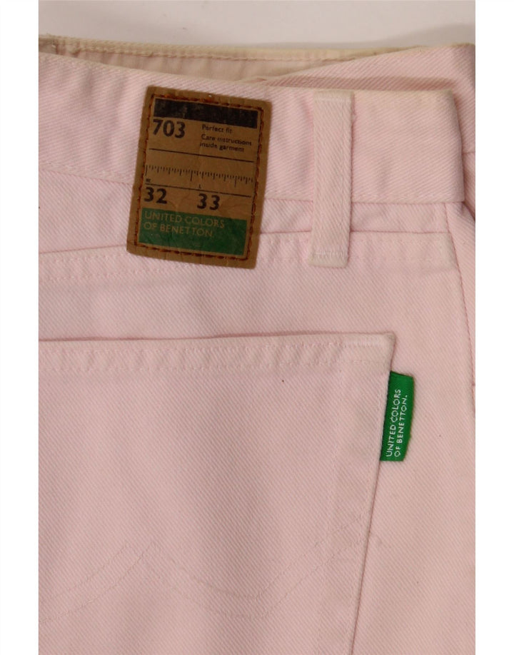 Benetton Damen Tapered Jeans W32 L29 Rosa Baumwolle