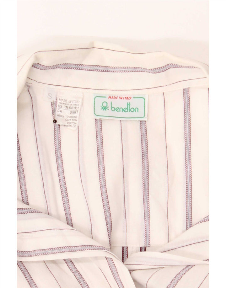 Benetton Damen-Pulloverhemd mit 3/4-Ärmeln, Gr. 10, Größe S, weiß gestreift