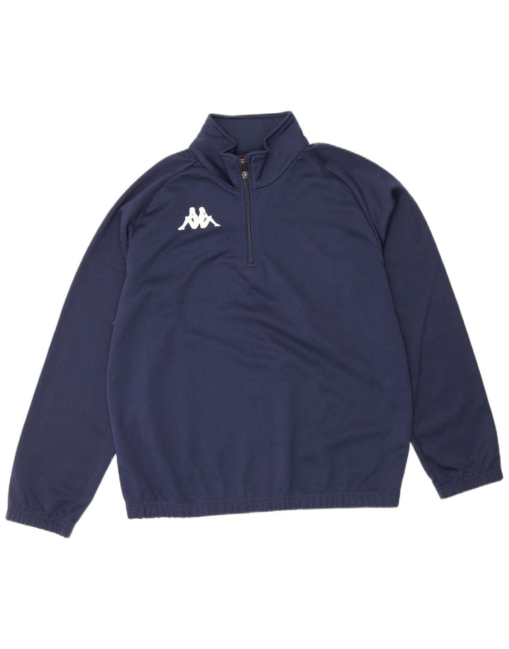 Kappa Herren-Sweatshirt mit Reißverschluss am Hals, mittleres marineblaues Polyester