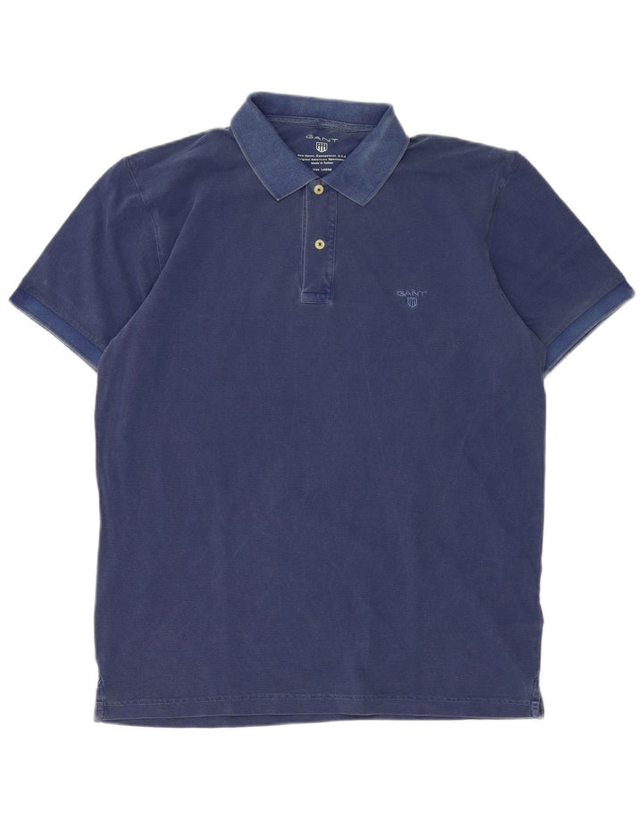 Gant Herren-Poloshirt, große blaue Baumwolle
