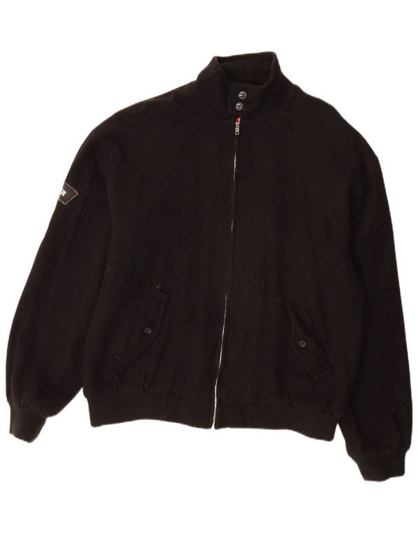 Vintage Herren Bomberjacke UK 40 Große schwarze Wolle