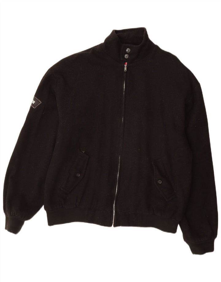 Vintage Herren Bomberjacke UK 40 Große schwarze Wolle