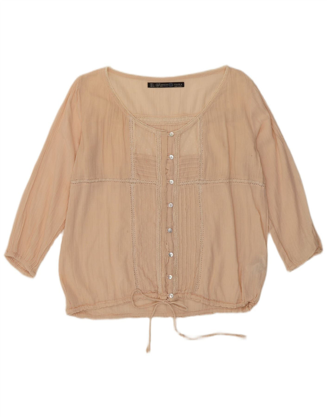 Zara Damen-Hemdbluse UK 16 Large Rosa Baumwolle