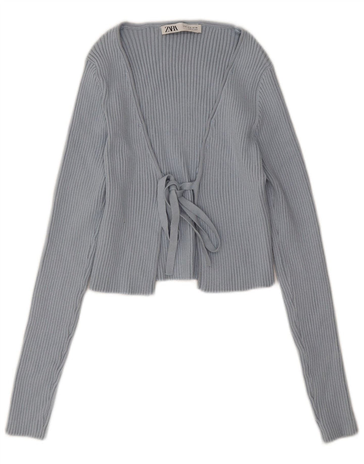 Zara Damen Bolero-Pullover UK 12 Mittelblaues Polyester