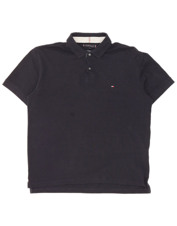 Tommy Hilfiger Herren-Poloshirt mit normaler Passform, XL, Marineblau, Baumwolle