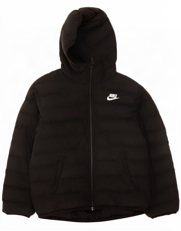 Nike Jungen-Kapuzenjacke, gepolstert, 10–11 Jahre, mittelgroßes schwarzes Polyester