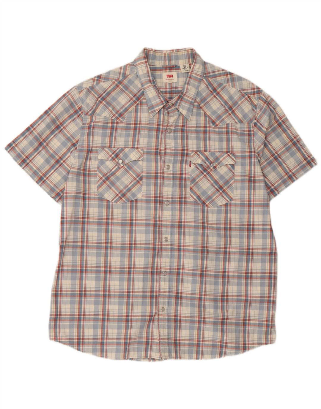 Levi's Herren-Kurzarmhemd 2XL aus blau karierter Baumwolle