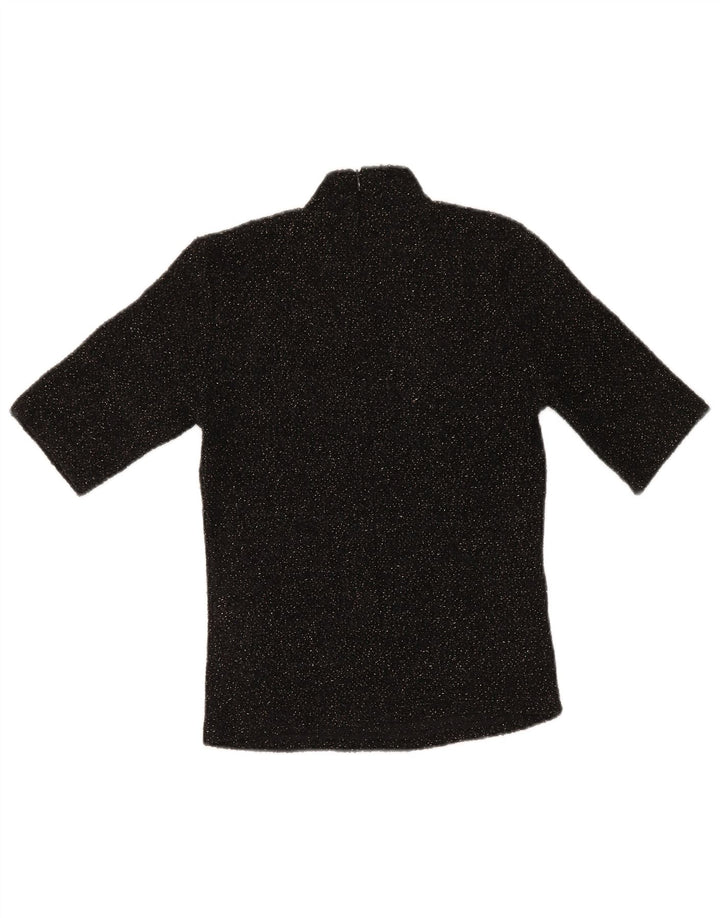 Zara Damen-Blusenoberteil UK 10 Small Schwarz geflecktes Polyester