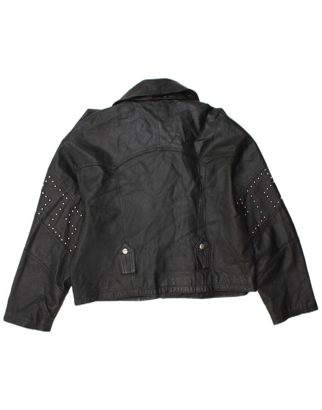 Front Line Damen Crop Leder Bikerjacke UK 14 Large Schwarzes Leder