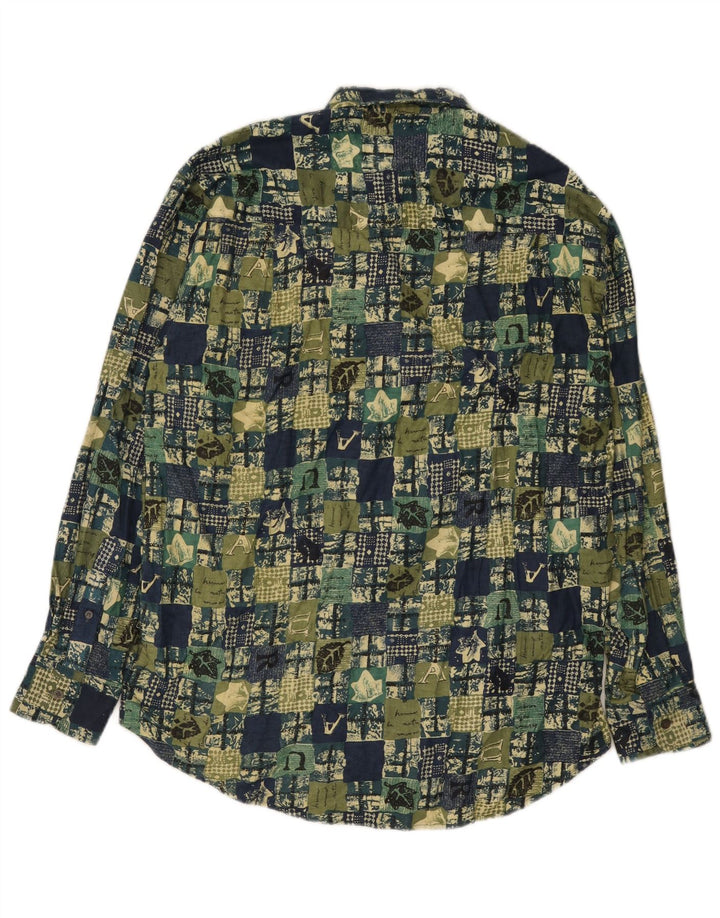Vintage Herrenhemd Großes grünes Patchwork-Baumwolle