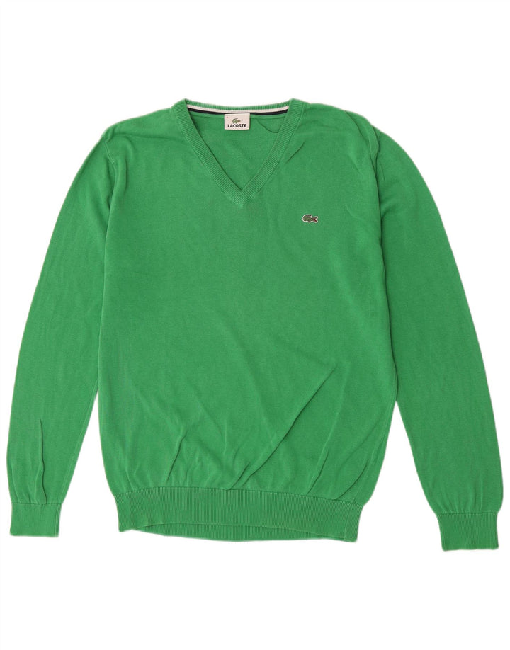 Lacoste Herren-Pullover mit V-Ausschnitt, Größe 4, mittelgrün