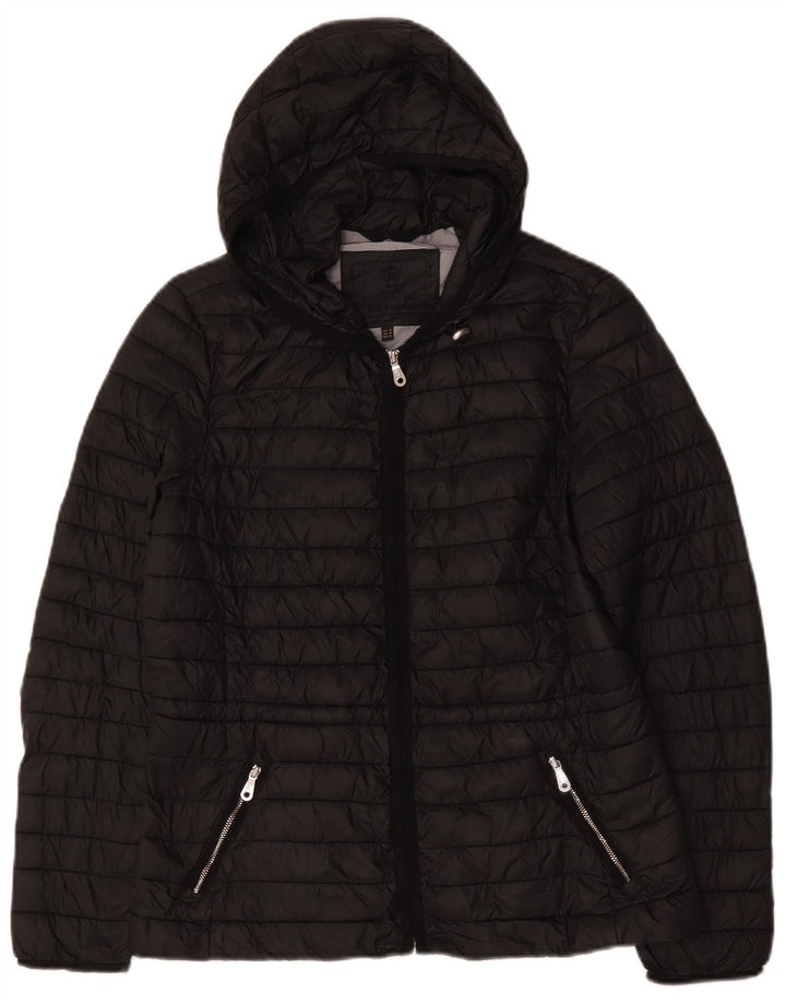 Massimo Dutti Wattierte Damenjacke mit Kapuze, UK 14, mittelschwarz