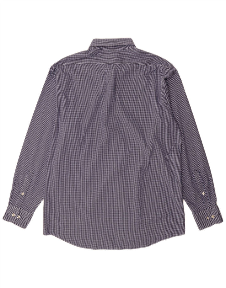 Chaps Herren-Hemd mit normaler Passform, Größe 16 1/2, große blaue Gingham-Baumwolle