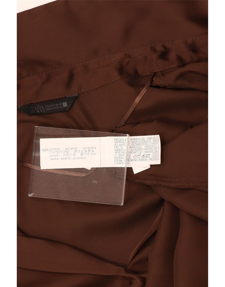 Übergroße Damen-Hemdbluse von ZARA, Gr. 10, Größe S, braun, Polyester