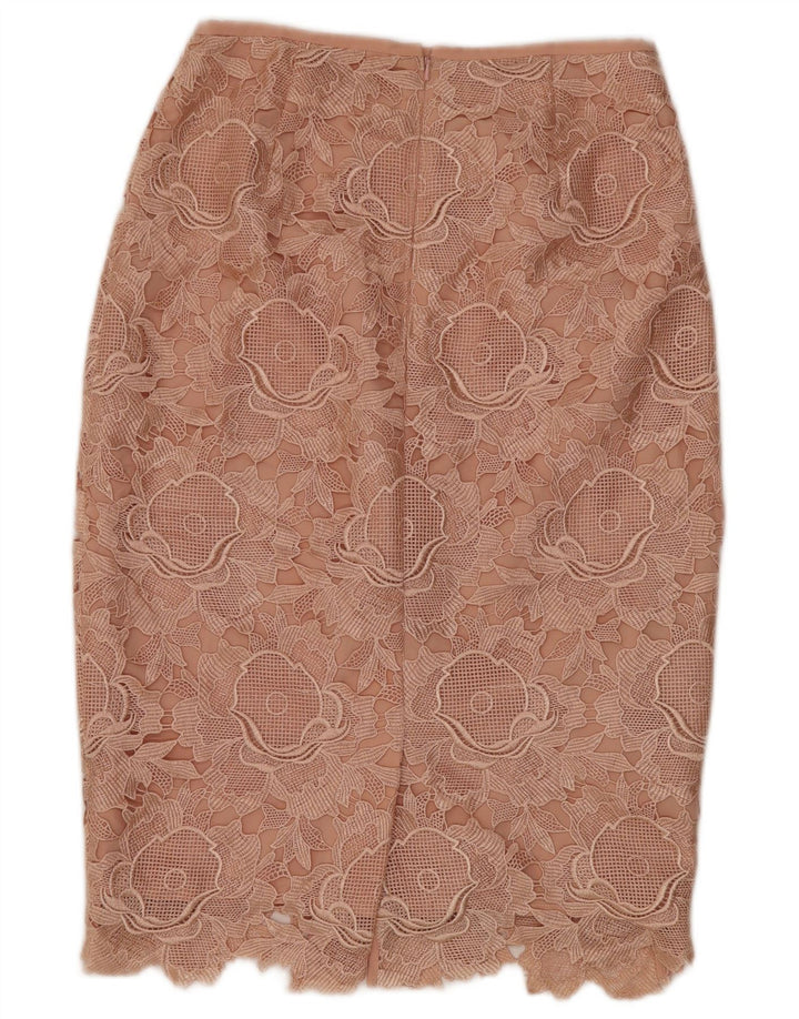 Ted Baker Damen Midi-Bleistiftrock, Größe 2, klein, W26, rosa Blumenmuster, Polyester