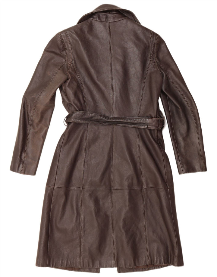 Zara Damen Ledermantel UK 10 Kleines braunes Leder